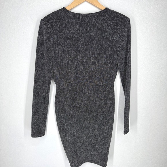 Betsey Johnson Black Metallic Ruched V-Neck Mini Dress S NEW Glam Disco Party - Picture 6 of 7